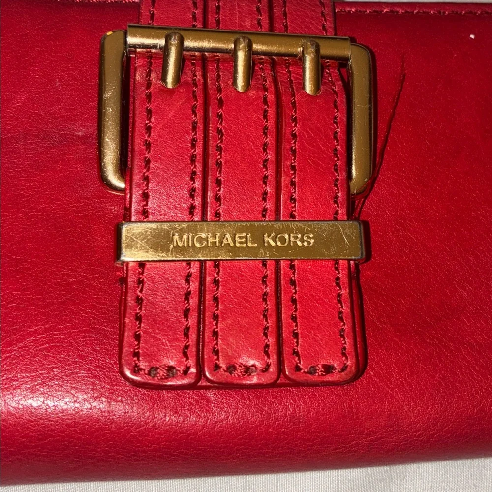 Michael Kors‎ Red Wallet with Gold Buckle